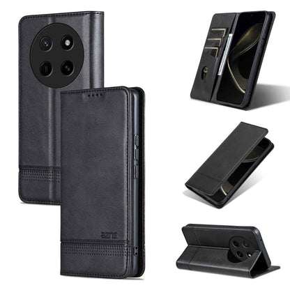 For Honor X80 Pro Max 5G AZNS Magnetic Calf Texture Flip Leather Phone Case(Black)