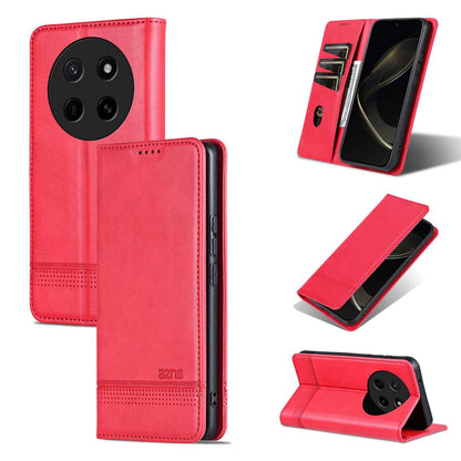 For Honor X80 Pro Max 5G AZNS Magnetic Calf Texture Flip Leather Phone Case(Red)