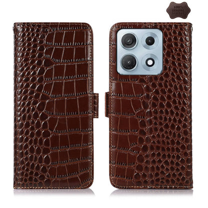For Motorola Edge 70 Max 5G Crocodile Top Layer Cowhide Leather Phone Case(Brown)