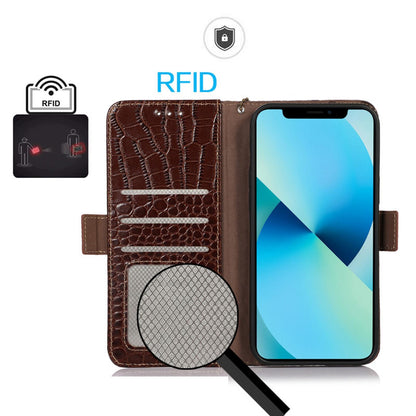 For Motorola Edge 70 Max 5G Crocodile Top Layer Cowhide Leather Phone Case(Brown)