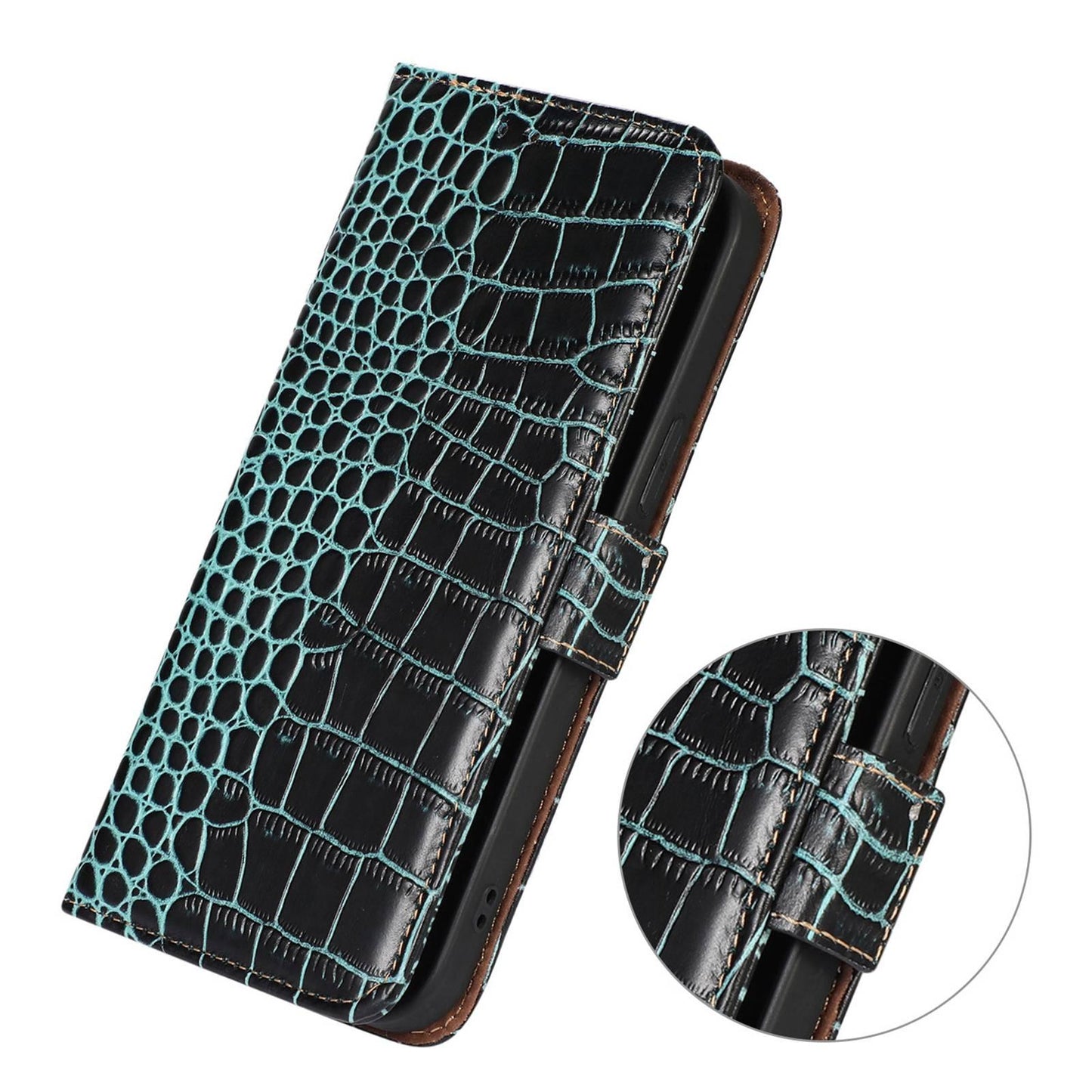 For Motorola Edge 70 Max 5G Crocodile Top Layer Cowhide Leather Phone Case(Green)