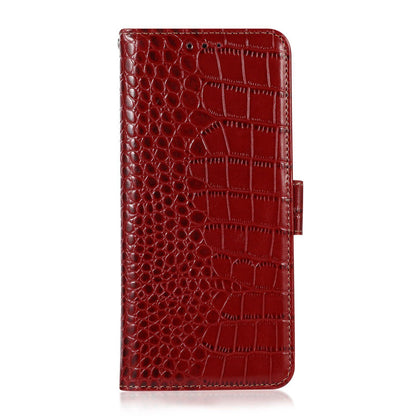For Motorola Edge 70 Max 5G Crocodile Top Layer Cowhide Leather Phone Case(Red)