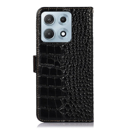 For Motorola Edge 70 Max 5G Crocodile Top Layer Cowhide Leather Phone Case(Black)