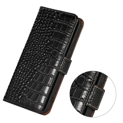 For Motorola Edge 70 Max 5G Crocodile Top Layer Cowhide Leather Phone Case(Black)