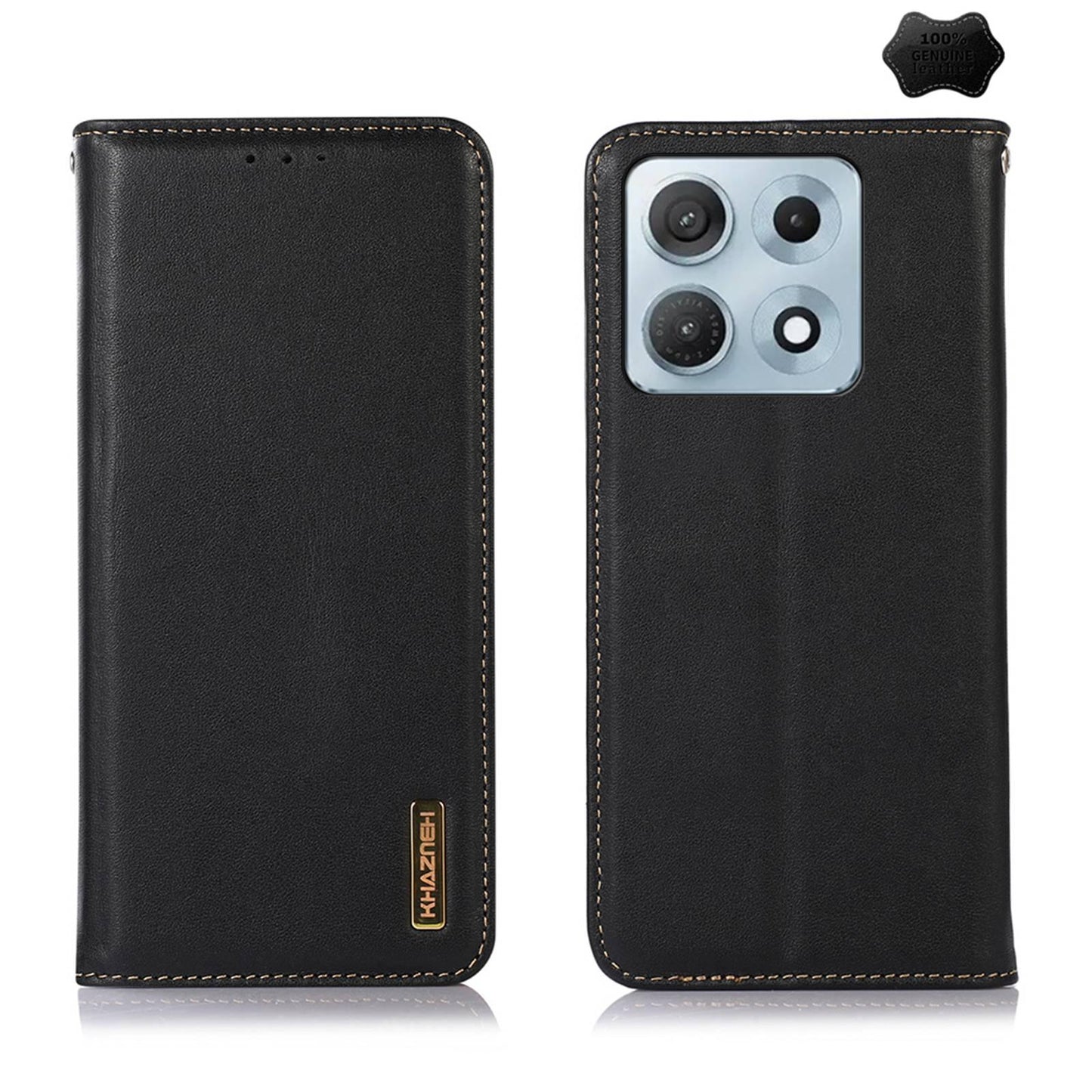 For Motorola Edge 70 Max 5G KHAZNEH Nappa Top Layer Cowhide Leather Phone Case(Black)