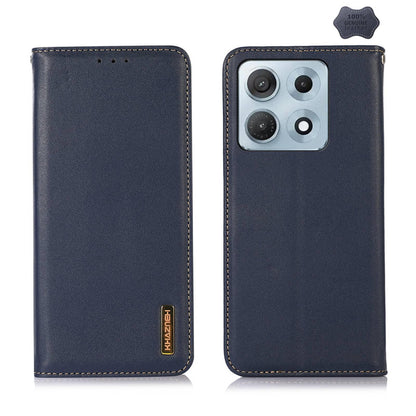 For Motorola Edge 70 Max 5G KHAZNEH Nappa Top Layer Cowhide Leather Phone Case(Blue)