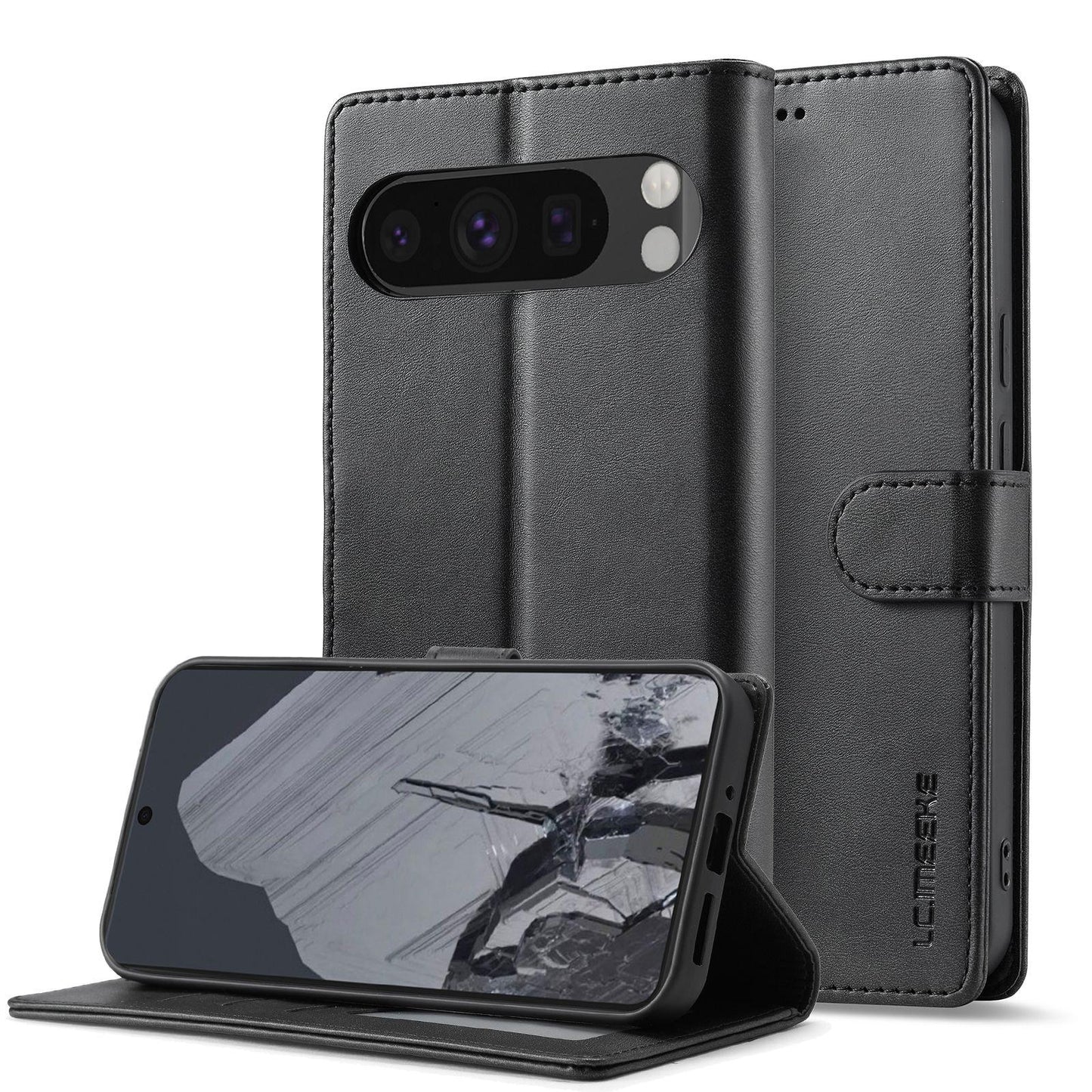 For Google Pixel 11 Pro XL LC.IMEEKE Calf Texture Flip Leather Phone Case(Black)