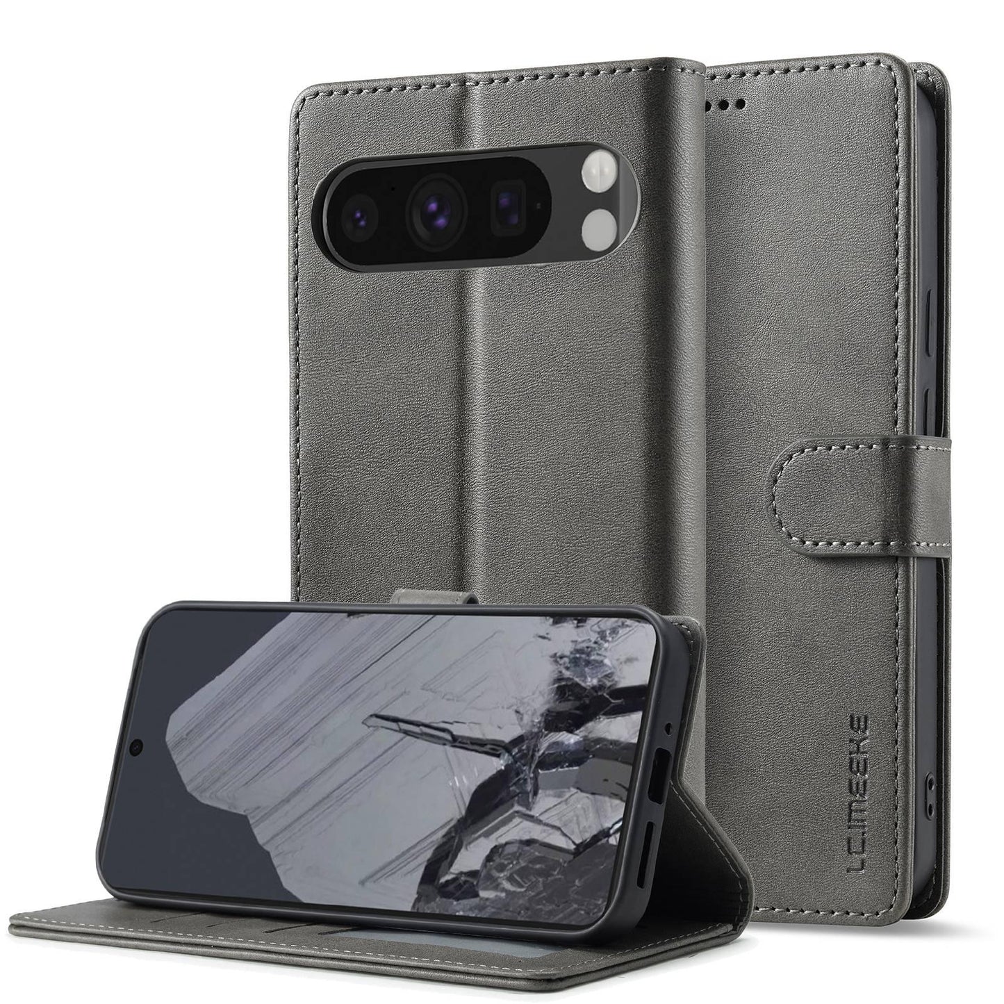 For Google Pixel 11 / 11 Pro LC.IMEEKE Calf Texture Flip Leather Phone Case(Grey)