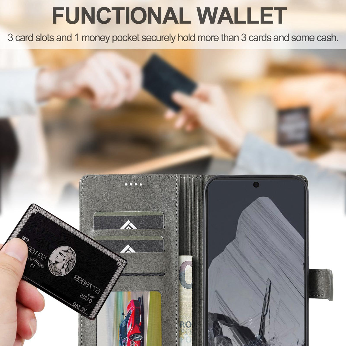 For Google Pixel 11 / 11 Pro LC.IMEEKE Calf Texture Flip Leather Phone Case - Grey - EDA004578712E