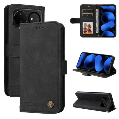 For Huawei nova 16 Skin Feel Life Tree Metal Button Leather Phone Case(Black)