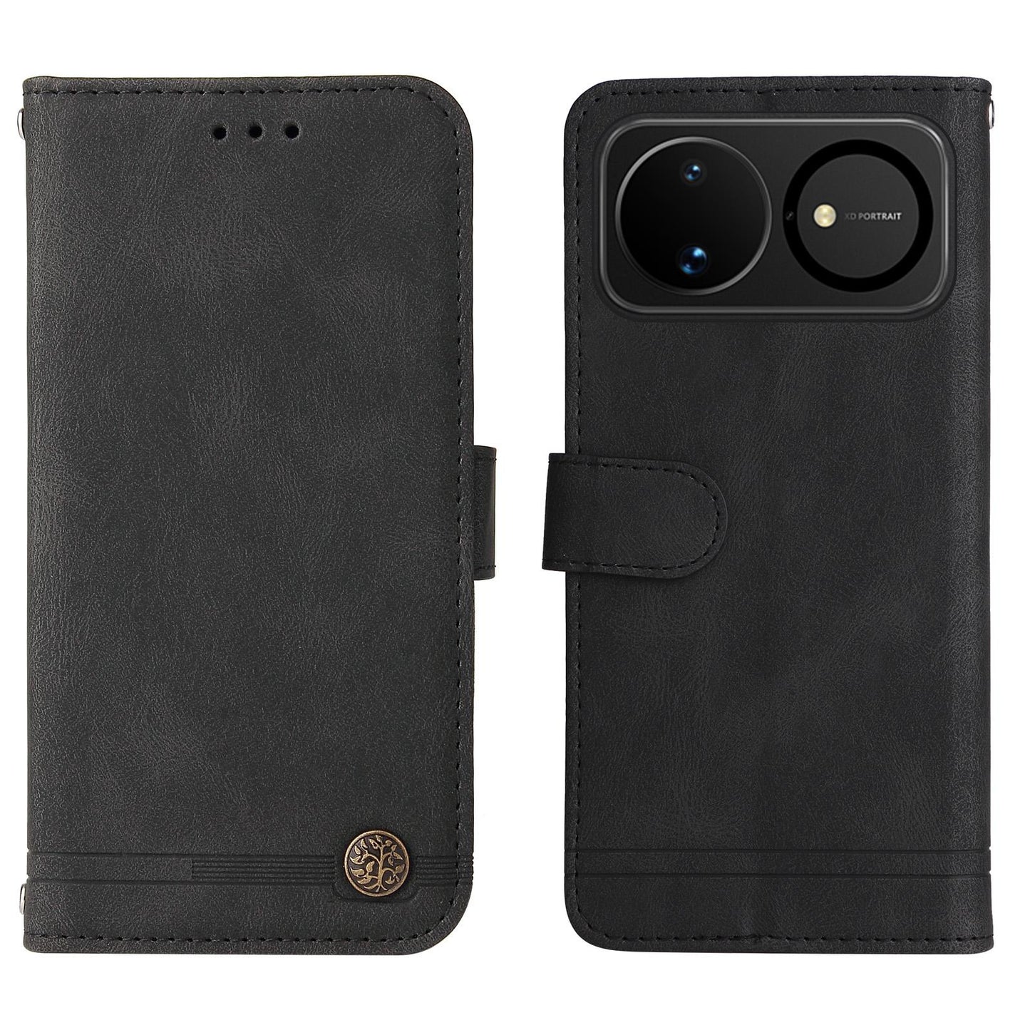 For Huawei nova 16 Skin Feel Life Tree Metal Button Leather Phone Case(Black)