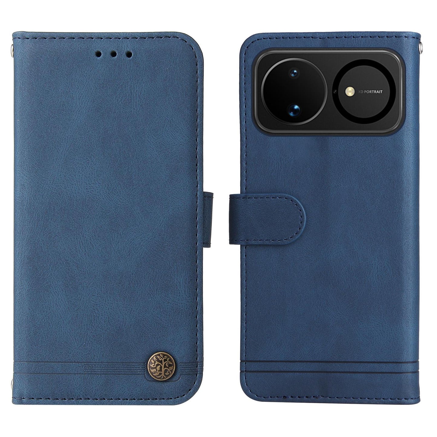 For Huawei nova 16 Skin Feel Life Tree Metal Button Leather Phone Case(Blue)