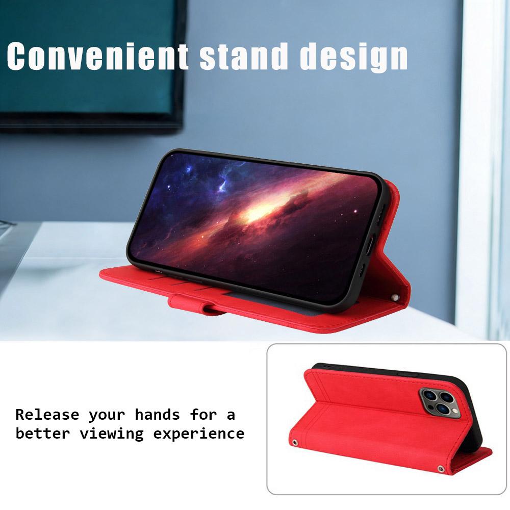 For Realme P4x 5G Skin Feel Life Tree Metal Button Leather Phone Case - Red - EDA004594730A