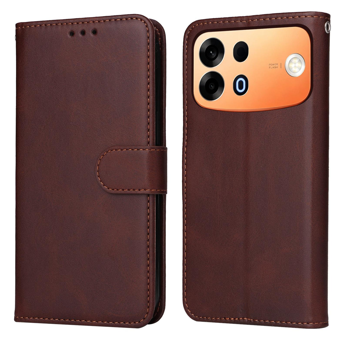 For OPPO A7 Pro Max 5G Classic Calf Texture Flip Leather Phone Case - Brown - EDA004595936C