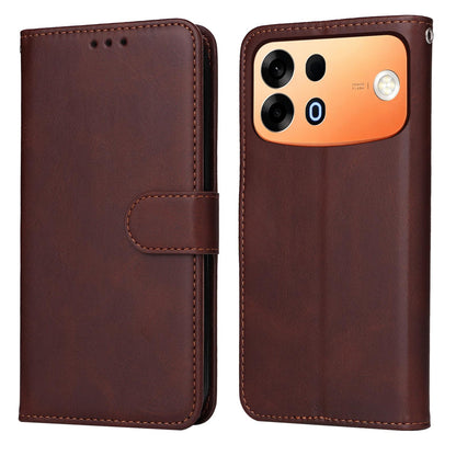 For OPPO A7 Pro Max 5G Classic Calf Texture Flip Leather Phone Case - Brown - EDA004595936C