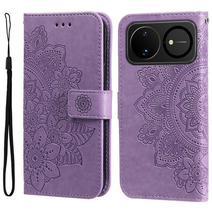 For Huawei nova 16 Seven-petal Flowers Embossing Leather Phone Case(Light Purple)