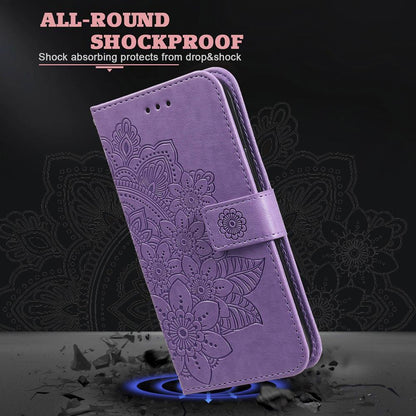 For Huawei nova 16 Seven-petal Flowers Embossing Leather Phone Case(Light Purple)