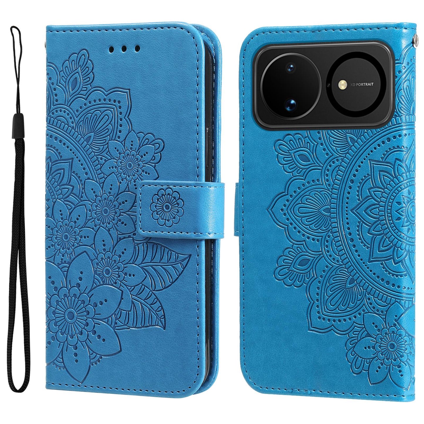 For Huawei nova 16 Seven-petal Flowers Embossing Leather Phone Case(Blue)