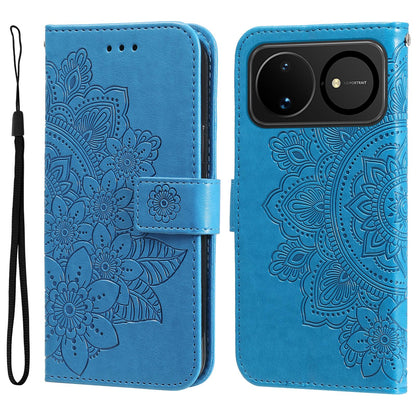For Huawei nova 16 Seven-petal Flowers Embossing Leather Phone Case(Blue)