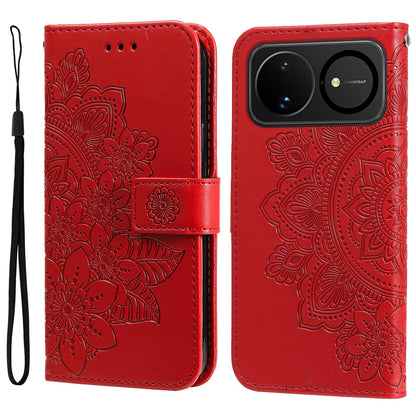 For Huawei nova 16 Seven-petal Flowers Embossing Leather Phone Case(Red)