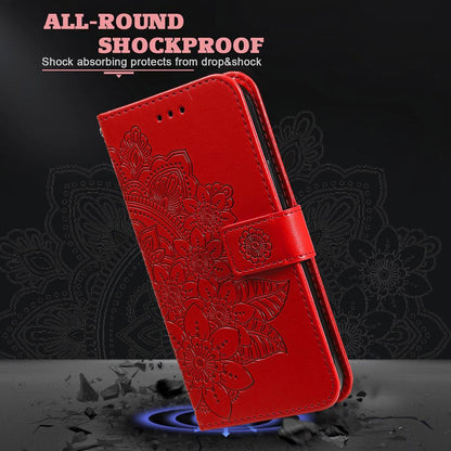 For Huawei nova 16 Seven-petal Flowers Embossing Leather Phone Case(Red)