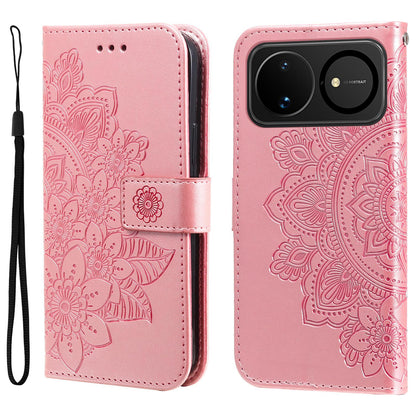 For Huawei nova 16 Seven-petal Flowers Embossing Leather Phone Case(Rose Gold)
