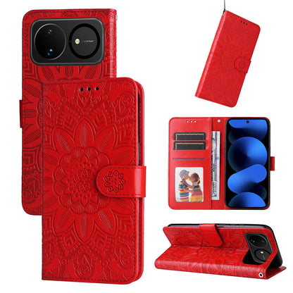 For Huawei nova 16 Embossed Sunflower Leather Phone Case(Red)