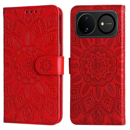 For Huawei nova 16 Embossed Sunflower Leather Phone Case(Red)