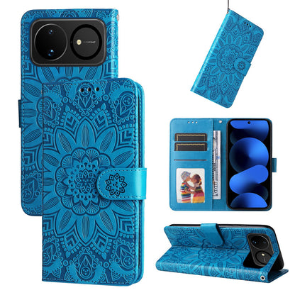 For Huawei nova 16 Embossed Sunflower Leather Phone Case(Blue)