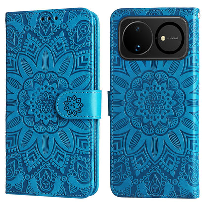 For Huawei nova 16 Embossed Sunflower Leather Phone Case(Blue)