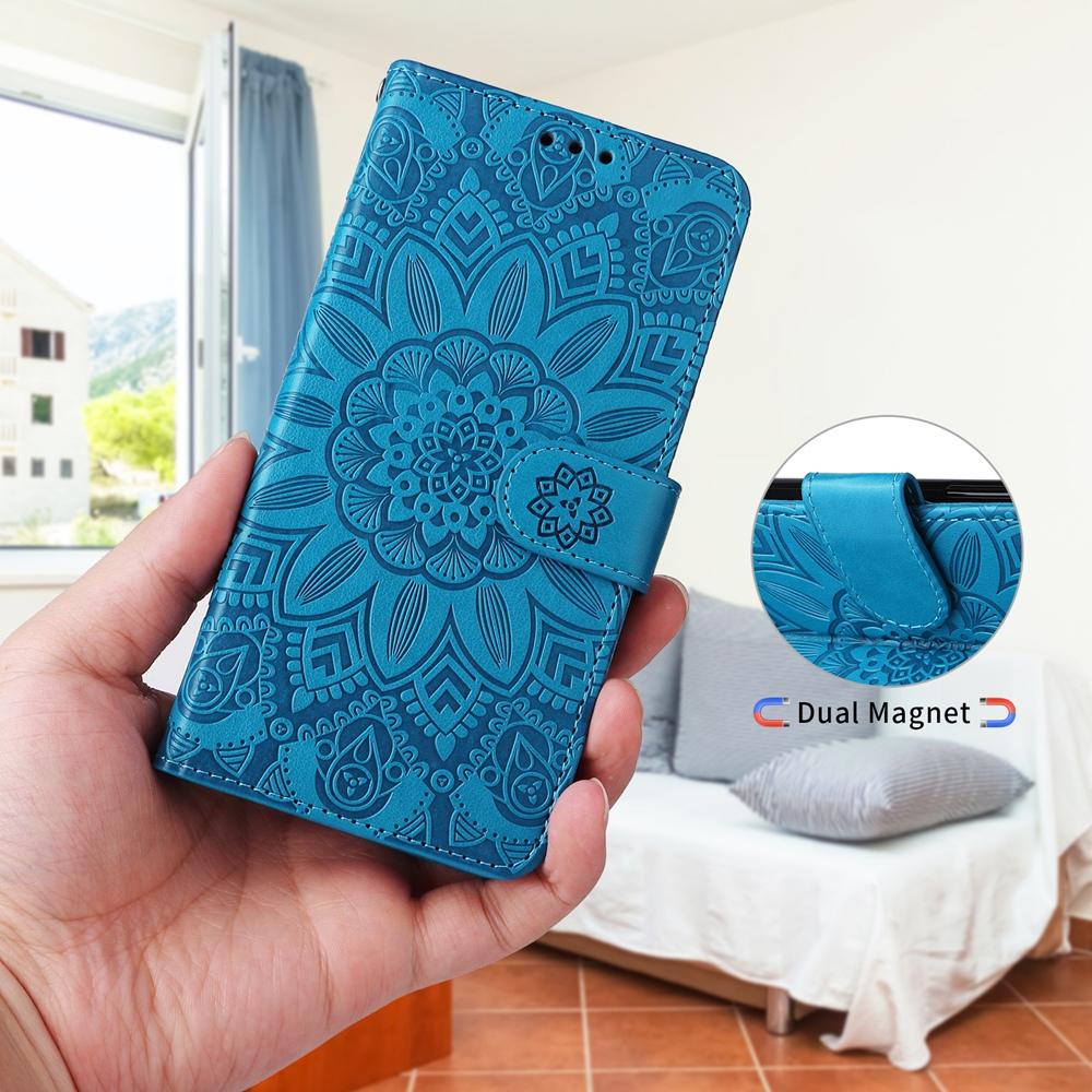 For Huawei nova 16 Embossed Sunflower Leather Phone Case(Blue)