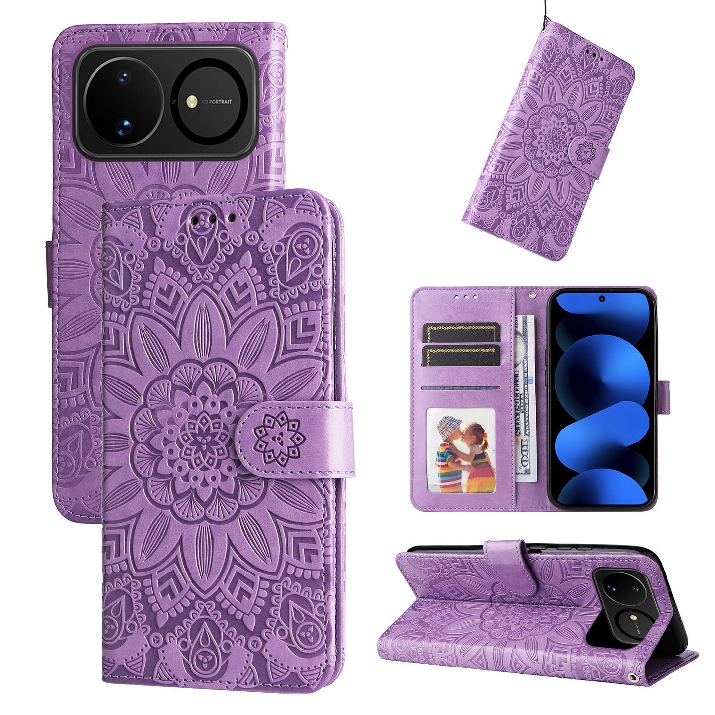 For Huawei nova 16 Embossed Sunflower Leather Phone Case(Purple)
