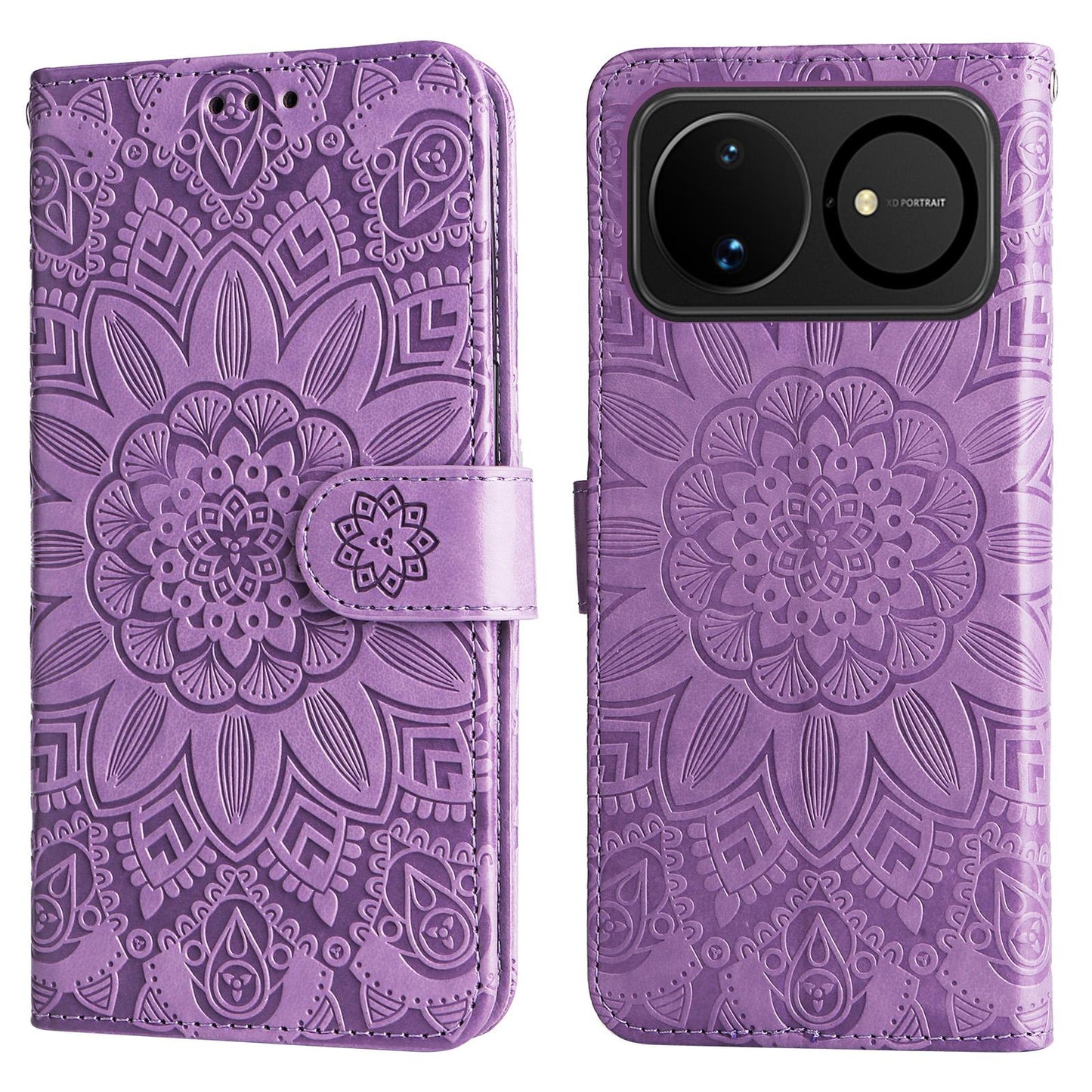 For Huawei nova 16 Embossed Sunflower Leather Phone Case(Purple)