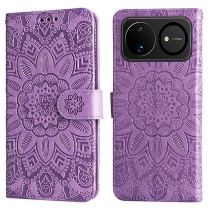 For Huawei nova 16 Embossed Sunflower Leather Phone Case(Purple)