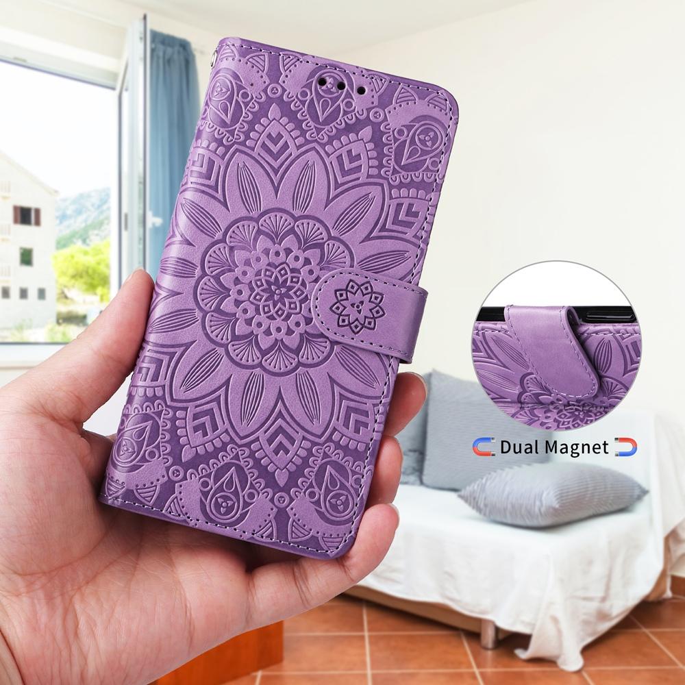 For Huawei nova 16 Embossed Sunflower Leather Phone Case(Purple)