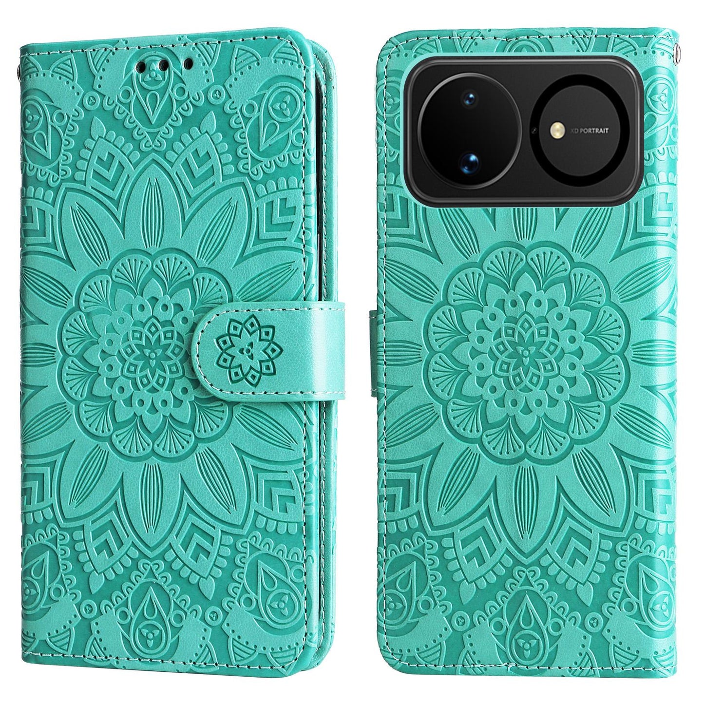 For Huawei nova 16 Embossed Sunflower Leather Phone Case(Green)