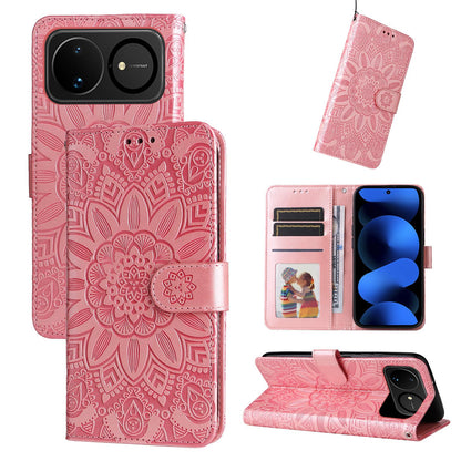 For Huawei nova 16 Embossed Sunflower Leather Phone Case(Rose Gold)