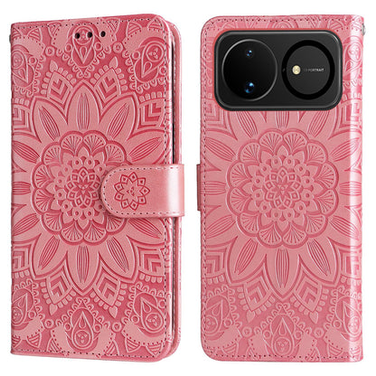 For Huawei nova 16 Embossed Sunflower Leather Phone Case(Rose Gold)