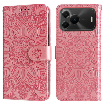 For Huawei nova 16 SE 5G Embossed Sunflower Leather Phone Case - Rose Gold - EDA004599721E