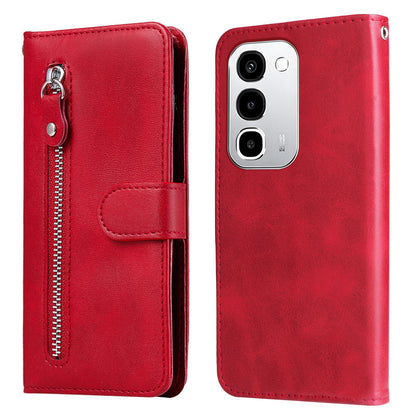 For Realme P4R 5G / P4x 4G / C100 4G / C100i Fashion Calf Texture Zipper Leather Phone Case - Red - EDA004600329A