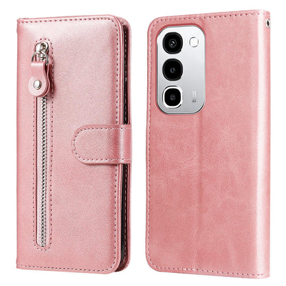 For Realme P4R 5G / P4x 4G / C100 4G / C100i Fashion Calf Texture Zipper Leather Phone Case - Rose Gold - EDA004600329B