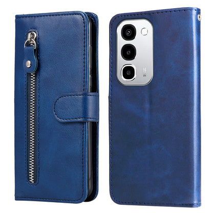 For Realme P4R 5G / P4x 4G / C100 4G / C100i Fashion Calf Texture Zipper Leather Phone Case - Blue - EDA004600329D