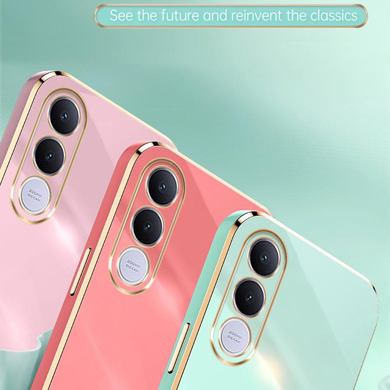 For vivo V70 FE 5G XINLI Straight Edge 6D Electroplate TPU Phone Case with Ring Holder - Pink - EDA004606928F