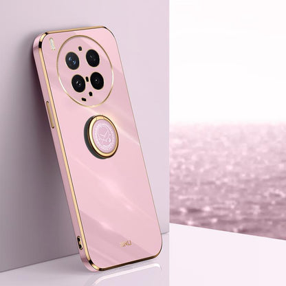 For vivo X300 Ultra XINLI Straight Edge 6D Electroplate TPU Phone Case with Ring Holder - Cherry Purple - EDA004606929B