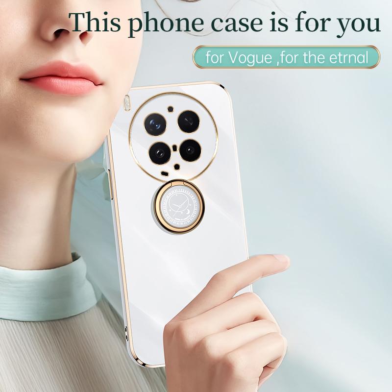 For vivo X300 Ultra XINLI Straight Edge 6D Electroplate TPU Phone Case with Ring Holder - Cherry Purple - EDA004606929B