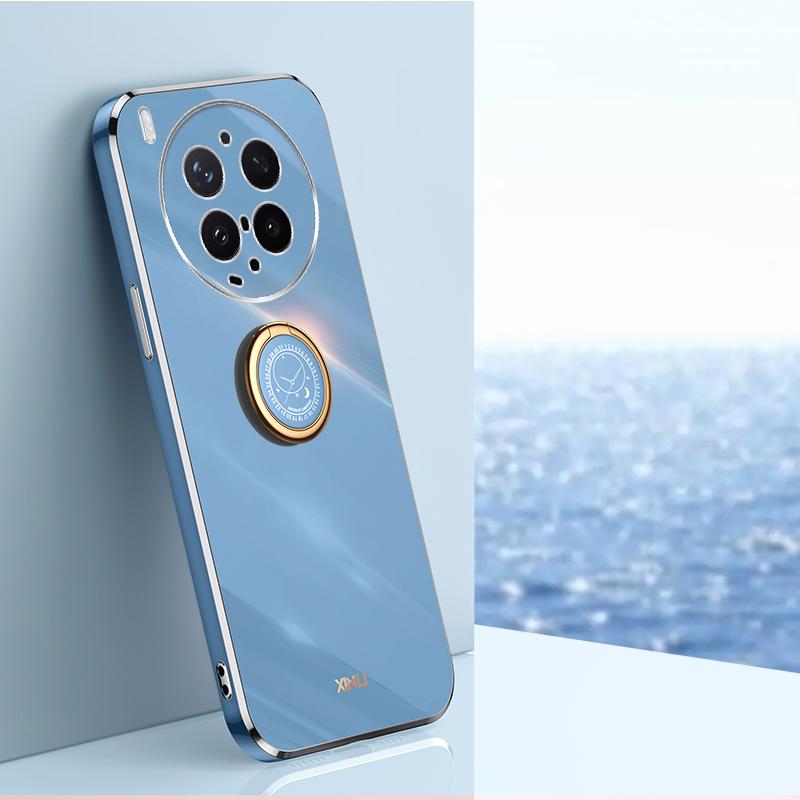 For vivo X300 Ultra XINLI Straight Edge 6D Electroplate TPU Phone Case with Ring Holder - Celestial Blue - EDA004606929C