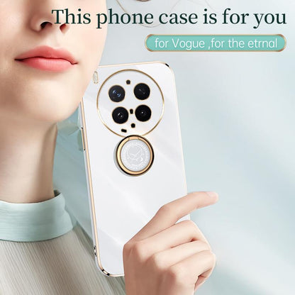 For vivo X300 Ultra XINLI Straight Edge 6D Electroplate TPU Phone Case with Ring Holder - Celestial Blue - EDA004606929C