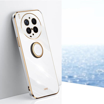 For vivo X300 Ultra XINLI Straight Edge 6D Electroplate TPU Phone Case with Ring Holder - White - EDA004606929E