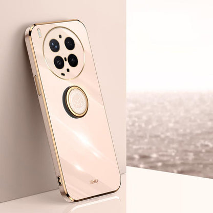 For vivo X300 Ultra XINLI Straight Edge 6D Electroplate TPU Phone Case with Ring Holder - Pink - EDA004606929F