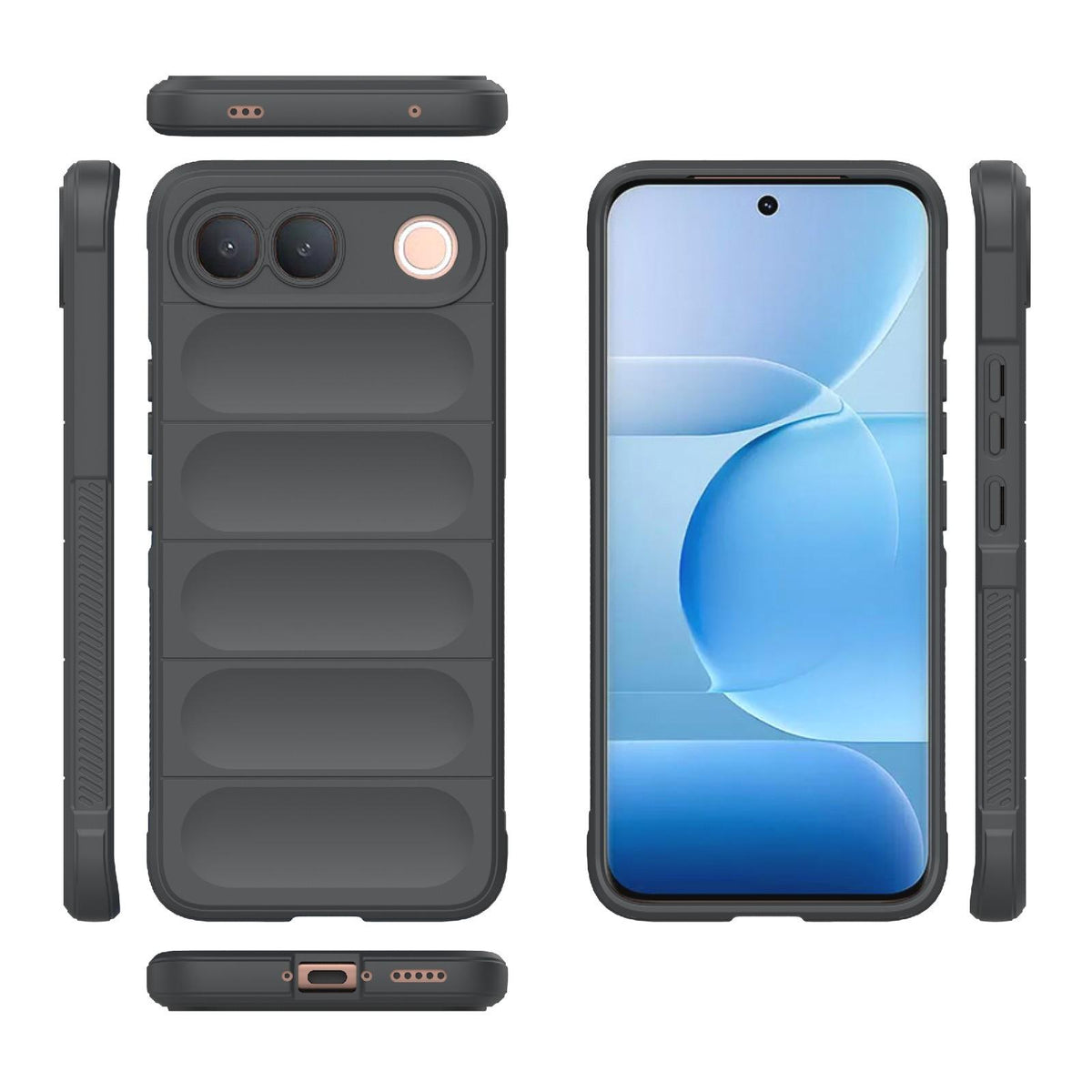 For vivo S2 5G Global Magic Shield TPU + Flannel Phone Case - Black - EDA004636956A